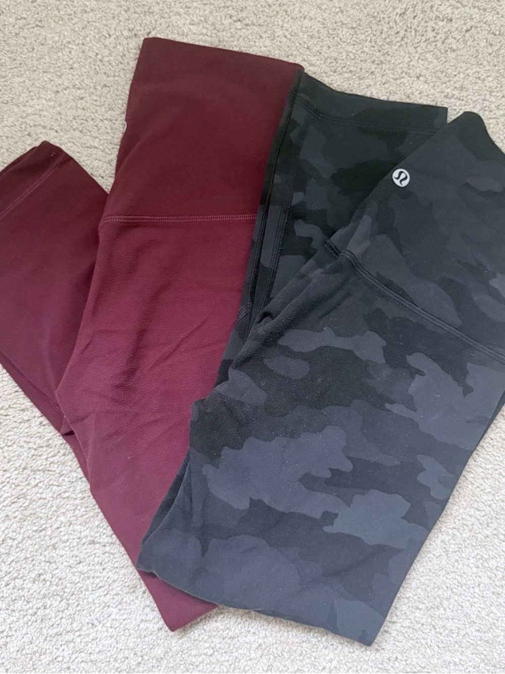 Lululemon Align Black Camo Leggings + Burgundy Leggings Bundle 21”